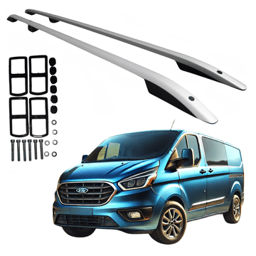 shumee Strešne nosilce Ford Transit Custom Long od 2012 do 2023, srebrne