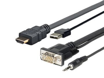 Vivolink Vivolink PROHDMI VGA1 adapter HDMI+VGA+USB+3,5 mm 1 m črne barve