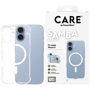 PanzerGlass Ovitek PanzerGlass Fashionable Samba z belim MagSafe za iPhone 17, prozoren