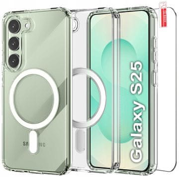 shumee Ovitek za Samsung Galaxy S25, ojačan za prozorno MagSafe ohišje + 9H steklo