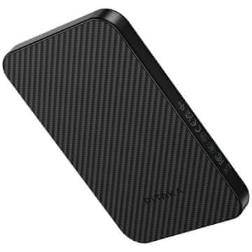 Pitaka Powerbank pitaka iz aramidnih vlaken 5000mAh Qi2 MagSafe črne in sive barve