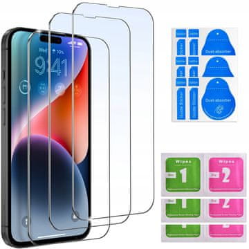 shumee 3x 9H kaljeno steklo za iPhone 13 Pro Max | 14 Plus komplet stekel (3 kosi)