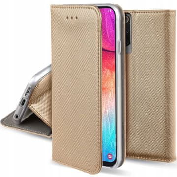 shumee Ovitek za Samsung Galaxy A10 s pametnim magnetnim zapiranjem, zlat + steklo