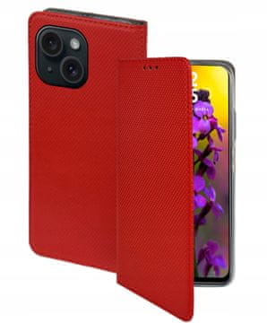 shumee Ovitek za iPhone 15 pametni magnetni ovitek z rdečim zapiranjem + 9H steklo