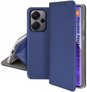 shumee Ovitek z magnetom za Xiaomi Redmi Note 13 Pro Plus 5G, temno moder + steklo