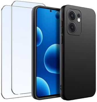 shumee Komplet dveh ovitkov za Oppo Reno 13 FS 5G|F 5G mat črno silikonsko steklo