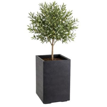 shumee Betonique cvetlični lonček na kolesih, deska za recikliranje, črna, V60x40 cm