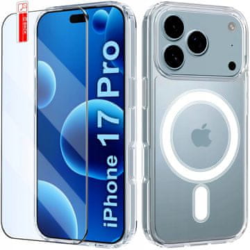 shumee Ovitek za Apple iPhone 17 Pro, ojačan hrbtni del, prozorno steklo Magsafe