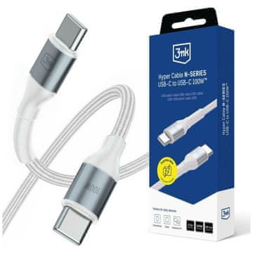 shumee 3MK Hyper kabel N-serije USB-C na USB-C 2 m PD 3.0 QC 3.0 20V/5A 100W bel