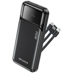 Awei Prenosna baterija Awei PA-91 10000mAh 22,5W PD 2xUSB-C + kabel črne barve