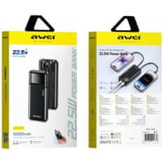 Awei Prenosna baterija Awei PA-91 10000mAh 22,5W PD 2xUSB-C + kabel črne barve