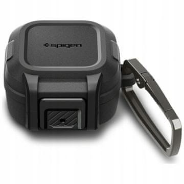 Spigen Zaščitni ovitek za Galaxy Buds4 Pro s karabinom, črn, Lock Fit 0.2 Spigen