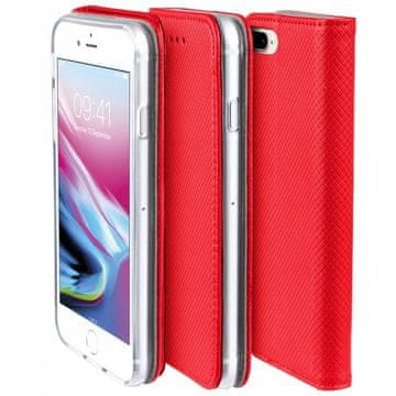 shumee Pametna denarnica z zaščitnim ovitko za Apple iPhone 6/6s, rdeča + steklo