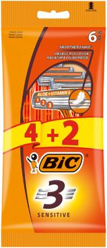 Bic Moške britvice BIC Sensitive s 3 rezili, 1 paket - 6 kosov (4 + 2 gratis)