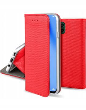 shumee Ovitek za Huawei P40 lite s pametnim magnetnim zapiranjem, rdeč + steklo