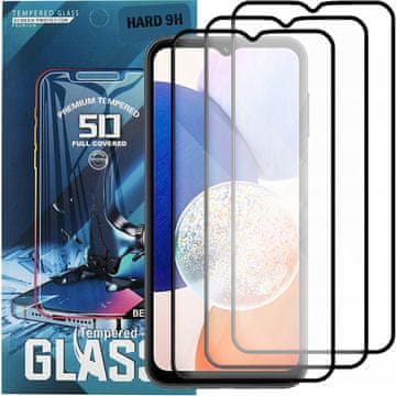 shumee 3x kaljeno steklo za Samsung Galaxy A14 5G (celoten zaslon, poln 5D, 9H)