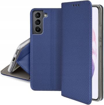shumee Ovitek za Samsung S21 z magnetom za pametno knjigo, temno moder + steklo