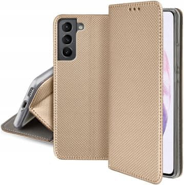 shumee Ovitek za pametno knjigo Samsung S21 plus/S21+ z magnetom, zlat + steklo