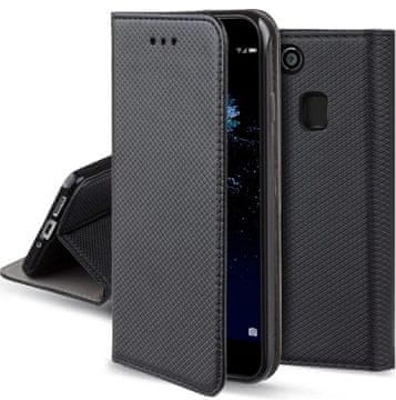 shumee Ovitek za Huawei P10 lite s pametnim magnetnim zapiranjem, črn + steklo