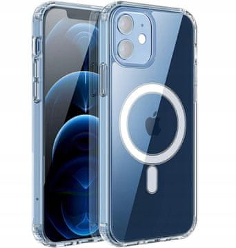 shumee Ovitek za iPhone 12, ojačan 360° za prozorno ohišje MagSafe + 9H steklo