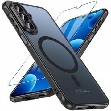 shumee Magnetni mat črn ovitek za Samsung A17 5G | za trpežen MagSafe + steklo