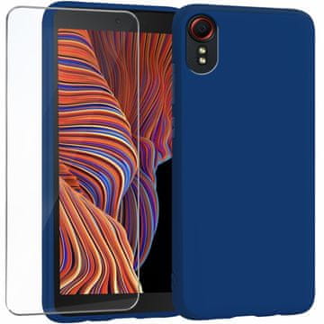 shumee Ovitek mat tanek ovitek za Samsung Galaxy Xcover 5 temno moder + steklo