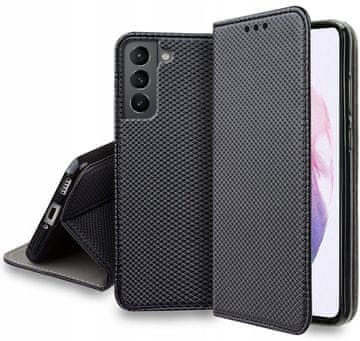 shumee Ovitek za pametno knjigo Samsung S21 plus/S21+ z magnetom, črn + steklo