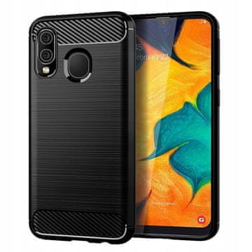 shumee Ovitek za Samsung Galaxy A40 oklepljen, karbon, karbon, črn + 5D steklo