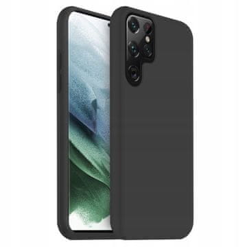 shumee Ovitek za Samsung S22 Ultra črn, mat, tanko ohišje, silikon + 9H steklo