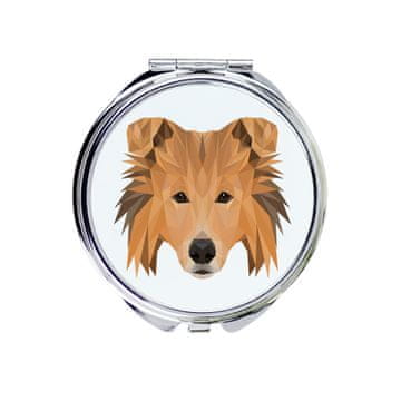 Rough Collie - ogledalo s fotografijo in geometrijskim napisom