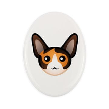 Cornish Rex - keramična nagrobna ploščica z grafiko in napisom
