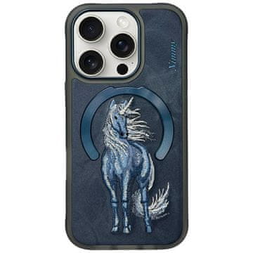 shumee Magnetni ovitek Nimmy MagSafe z motivom fantazijskih živali za iPhone 16 Pro, moder
