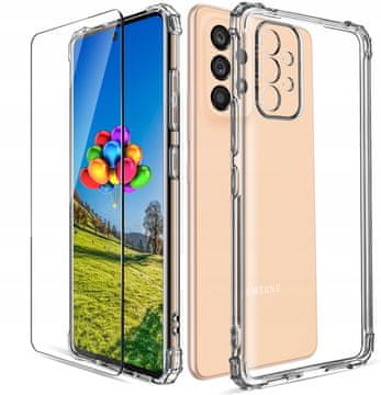 shumee Ovitek za Samsung Galaxy A53 5G, prozoren, odporen na udarce, zadnja stran + steklo