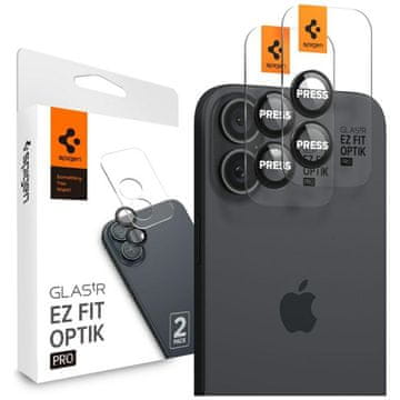 Spigen Zaščitno steklo za kamero za iPhone 17/16/16 Plus Spigen Optik Pro - 2 kosa, EZ Fit