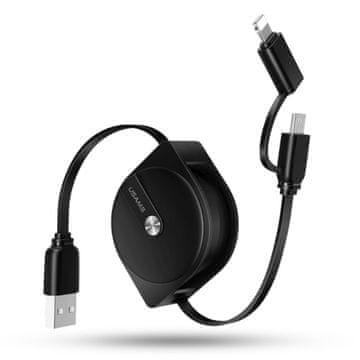 USAMS USAMS 2-V-1 LIGHTNING MICROUSB KABEL S TULJAVNIM VTIČNIM PRIKLJUČKOM 1M ZA HITRO POVEZAVO TELEFONA