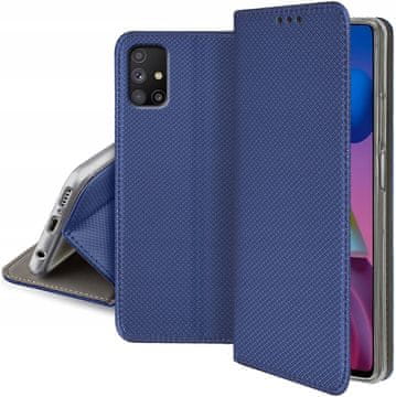 shumee Samsung Galaxy M51 pametna knjižna magnetna torbica za knjigo temno modra + steklo