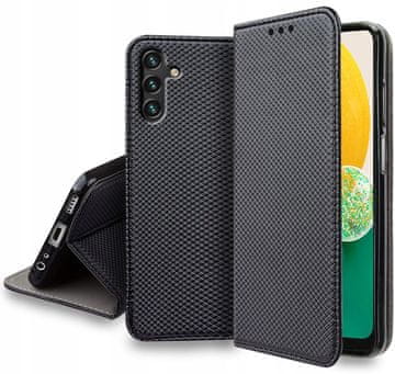 shumee Ovitek za pametno knjigo Samsung Galaxy A13 5G A04S z magnetom, črna, z zaščitnim steklom