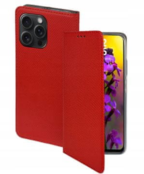 shumee Ovitek za Apple iPhone 15 Pro pametni magnetni ovitek z rdečim zapiranjem + steklo