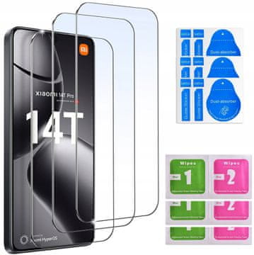 shumee 3x kaljeno steklo za zaščitno folijo za zaslon Xiaomi 14T Pro 9H | komplet 3 kosov
