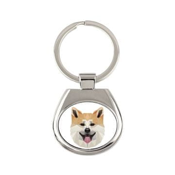 Akita, Akita Inu - geometrijski obesek za ključe s fotografijo in napisom