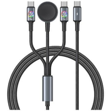 USAMS Kabel Usams Huan serije 3 v 1 z induktivnim polnilnikom 72 W za USB-C, ki porjavi