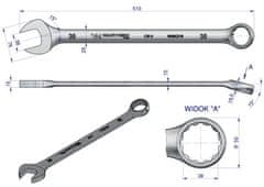 shumee Zelo dolg viličasti ključ, dolžina 38 mm, standard 510 mm, asme B107.9M Waryński