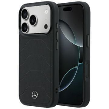 MERCEDES Mercedes usnjen mrežasti ovitek MagSafe z lokom za iPhone 17 Pro Max, črne barve