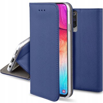 shumee Ovitek za pametno knjigo Samsung A53 5G z magnetom, temno moder, knjiga + steklo