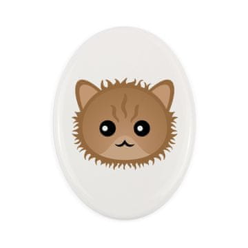 Artdog Selkirk Rex - keramična nagrobna ploščica z grafiko in napisom podjetja Art-Dog