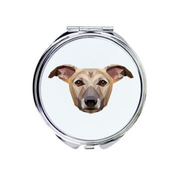 Whippet, angleški hrt - ogledalo s fotografijo in geometrijskim napisom