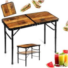 Artemis Zložljiva kamping miza, raztegljiva kamping miza, vrtna miza, 2 v 1, 80 x 40 cm