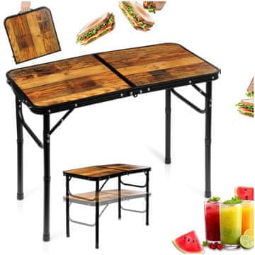 Artemis Zložljiva kamping miza, raztegljiva kamping miza, vrtna miza, 2 v 1, 80 x 40 cm