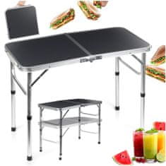 Artemis Zložljiva kamping miza, raztegljiva kamping miza, vrtna miza, 2 v 1, 80 x 40 cm