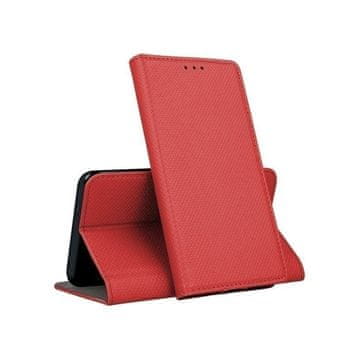 shumee Ovitek za Samsung Galaxy A9 2018 s pametnim magnetnim zapiranjem, rdeč + steklo